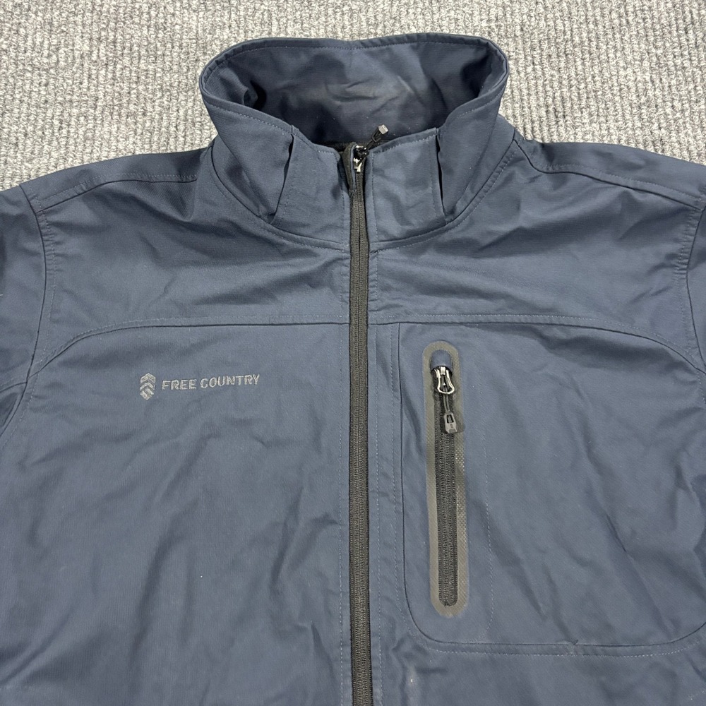 Free Country Softshell Jacket Mens XL Blue Water Resistant Fleece‎ Lined Zip Up